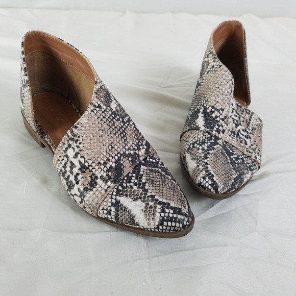 Qupid Shoes Womens 7 Multicolor Snakeskin Slip On‎ Open Side Flat - Picture 1 of 11